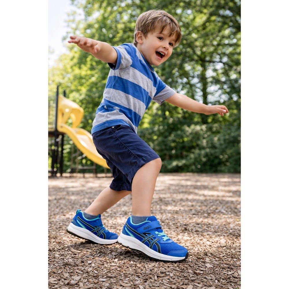 ASICS Kids Running Shoes Size 1 Blue Hook and Loop Sneakers Youth - Picture 9 of 9